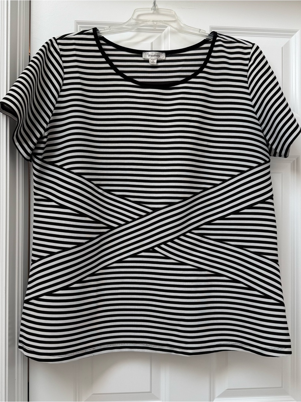 ROZ & ALI black and white striped blouse size 3X